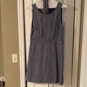 Tahari Linen Textured Dress in Blue/Gray